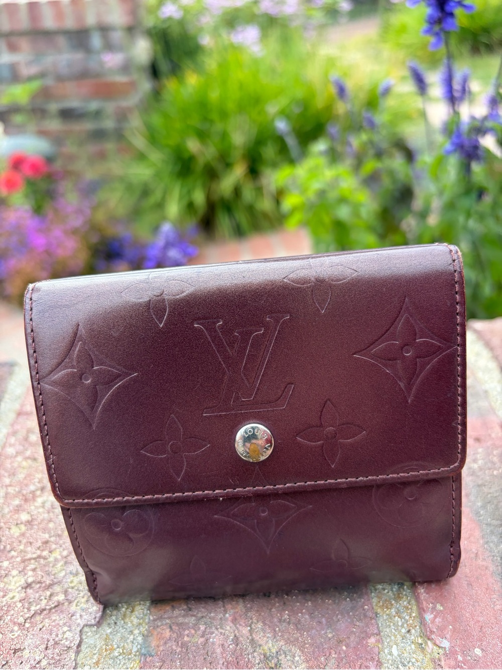 Auth Louis Vuitton Vernis Patent Double Sided Compact Wallet France - Picture 1 of 10